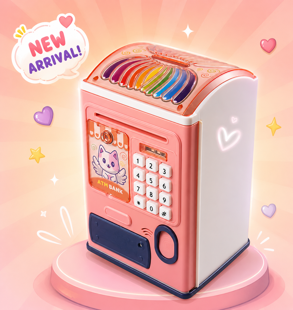 💖 Kids Electronic ATM Money Saving Bank with Password & Fingerprint Unlock