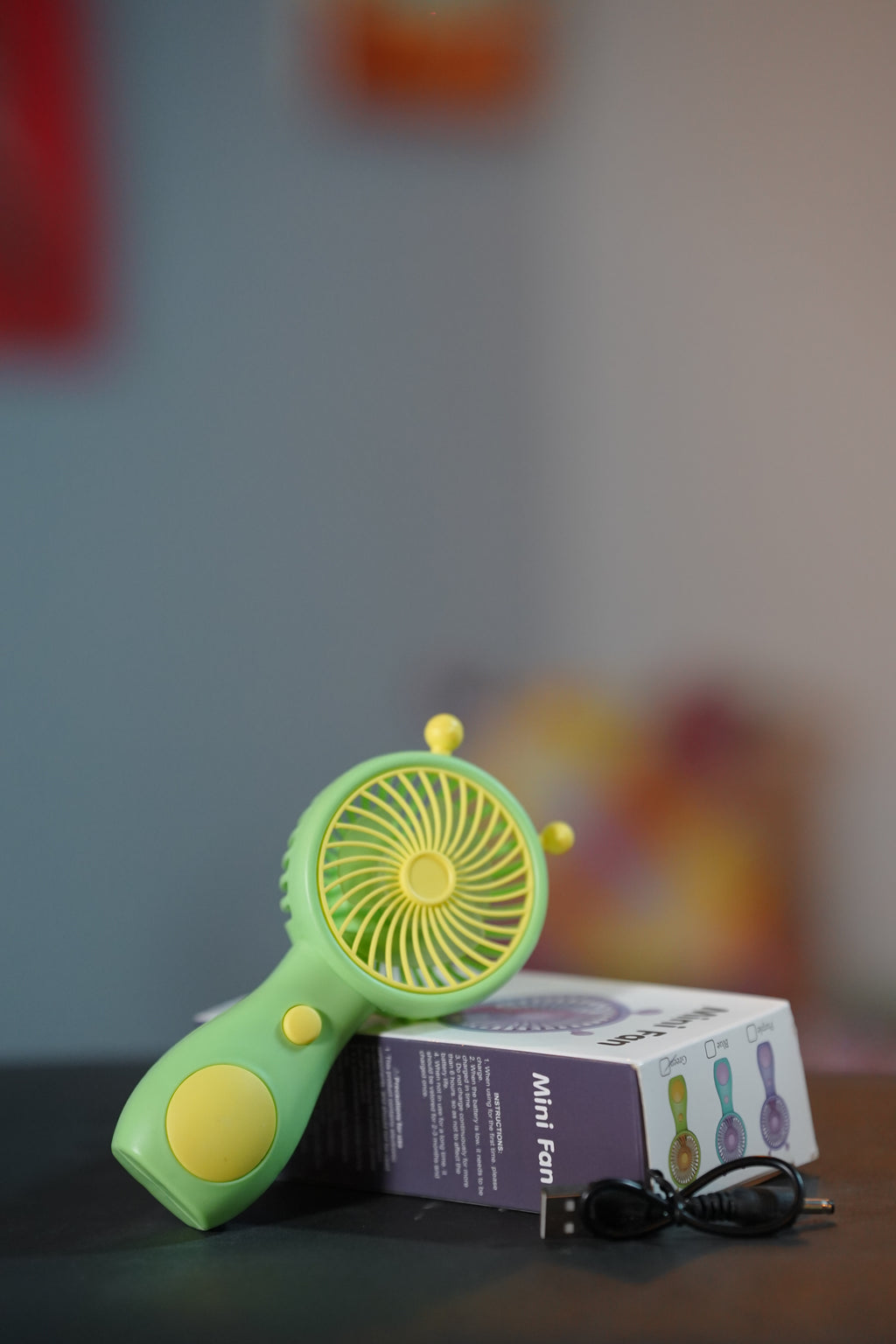 Cute Green Portable Mini Handheld Fan – USB Rechargeable Personal Cooling Fan