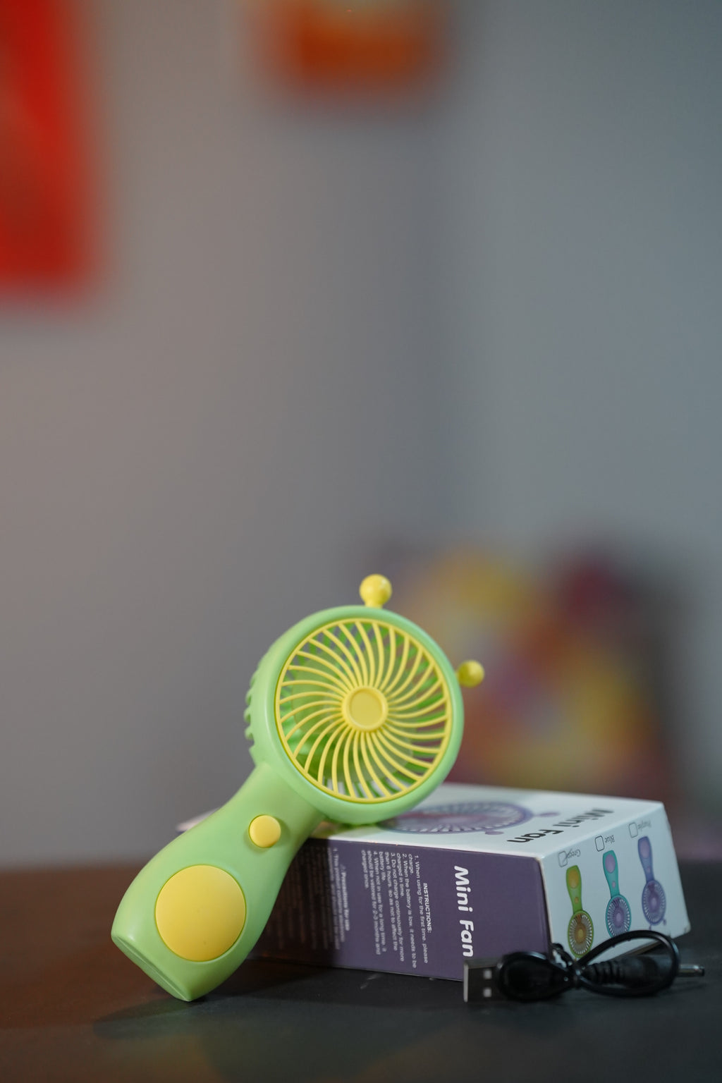 Cute Green Portable Mini Handheld Fan – USB Rechargeable Personal Cooling Fan
