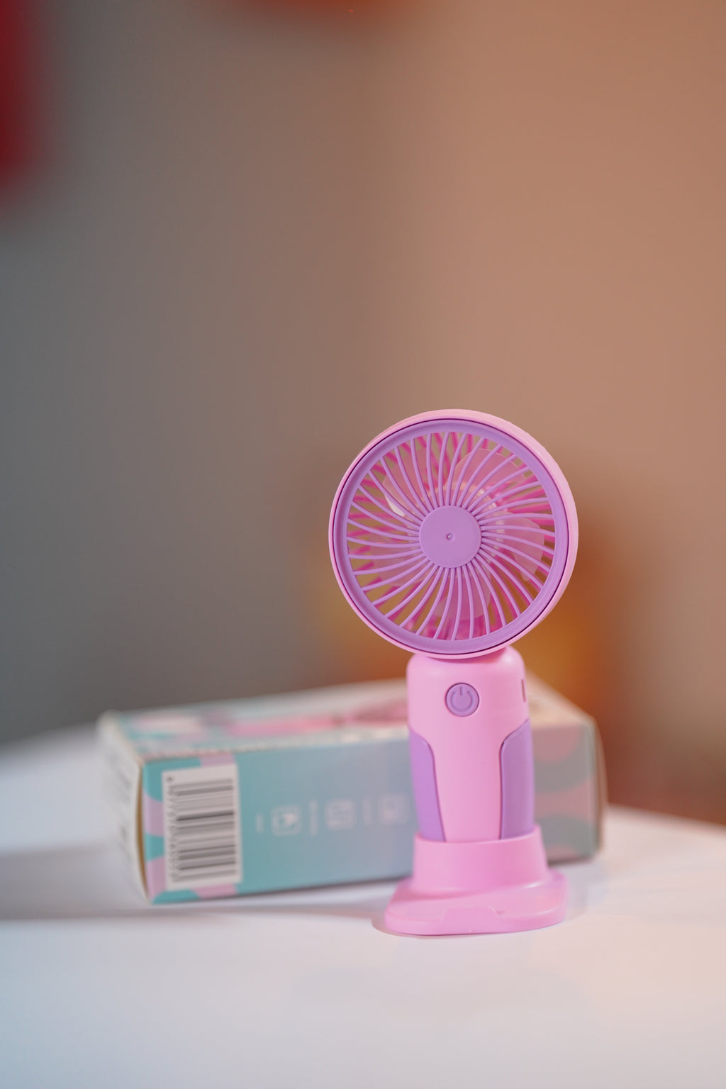 Portable Mini Handheld Fan with Stand – USB Rechargeable Personal Cooling Fan (Pink)