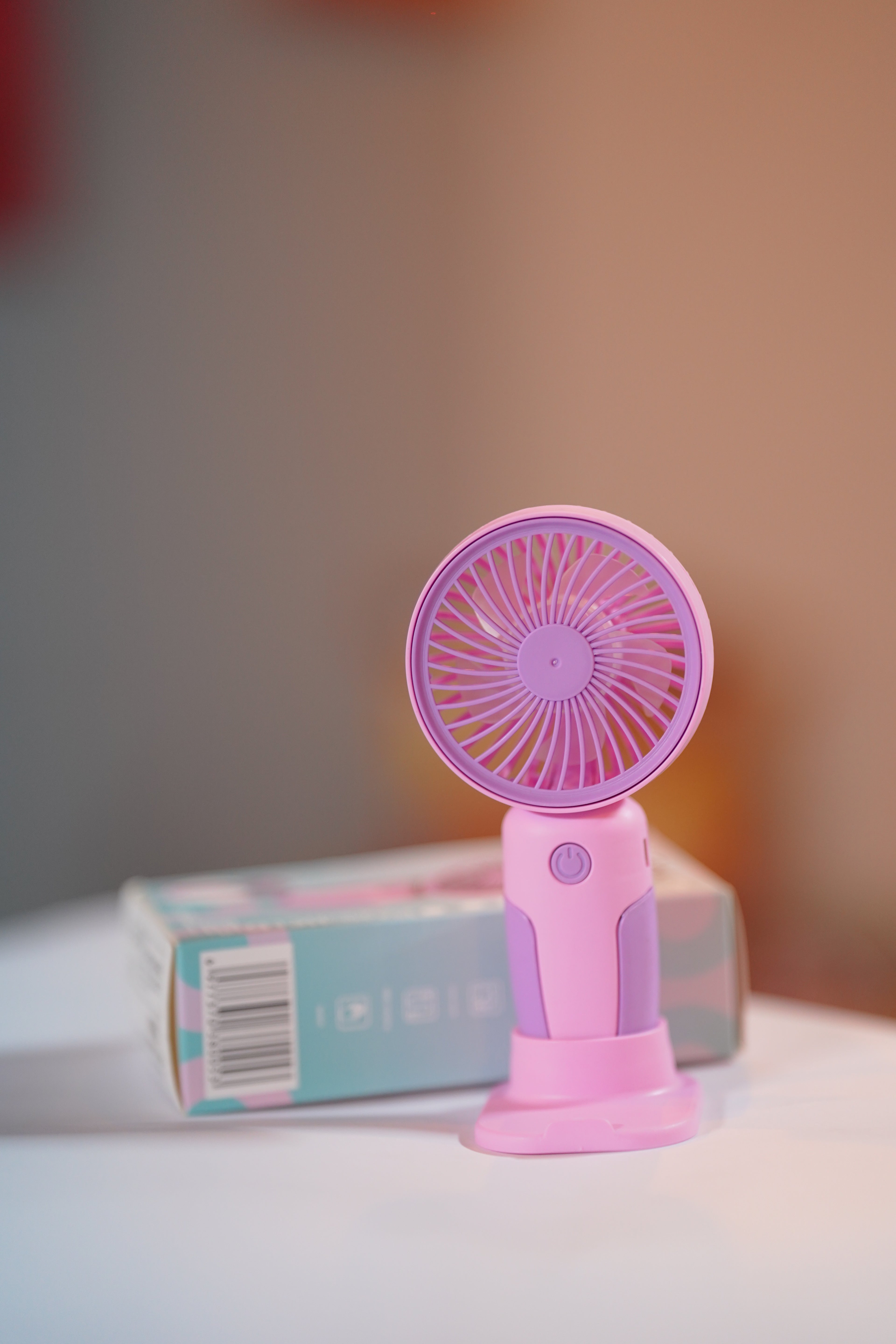 Portable Mini Handheld Fan with Stand – USB Rechargeable Personal Cooling Fan (Pink)